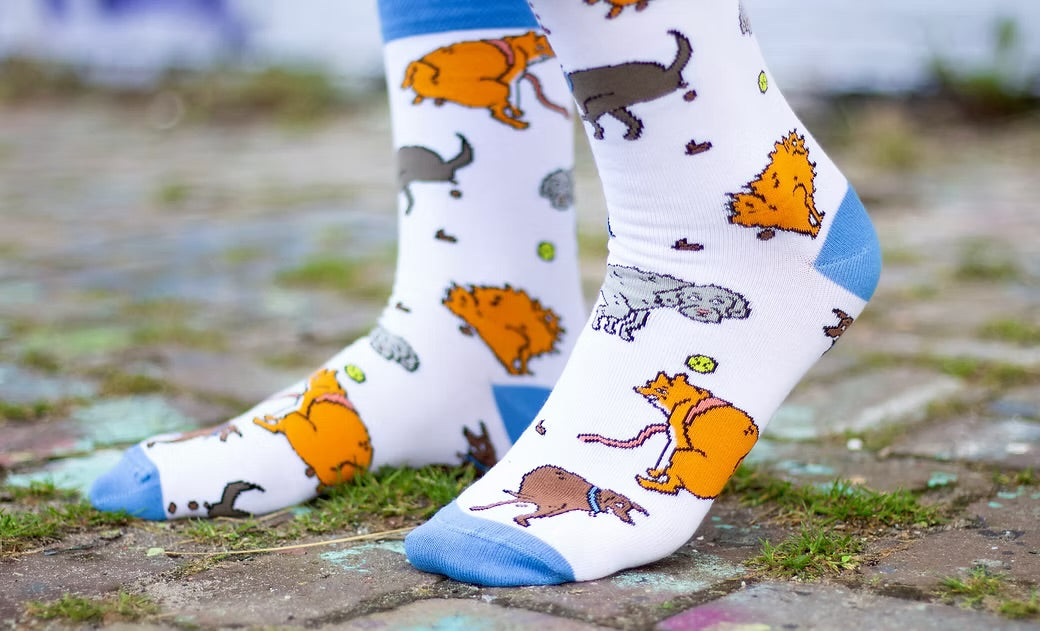 Dogs pooping socks