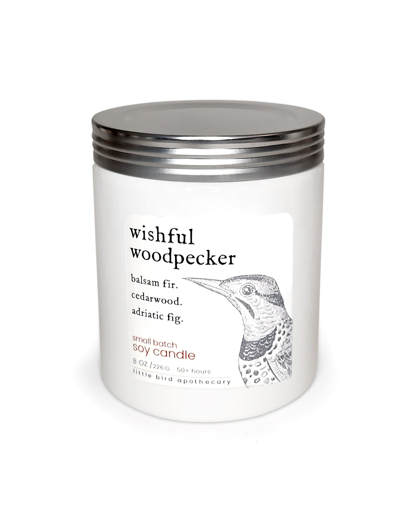 wishful woodpecker ~ soy candle.